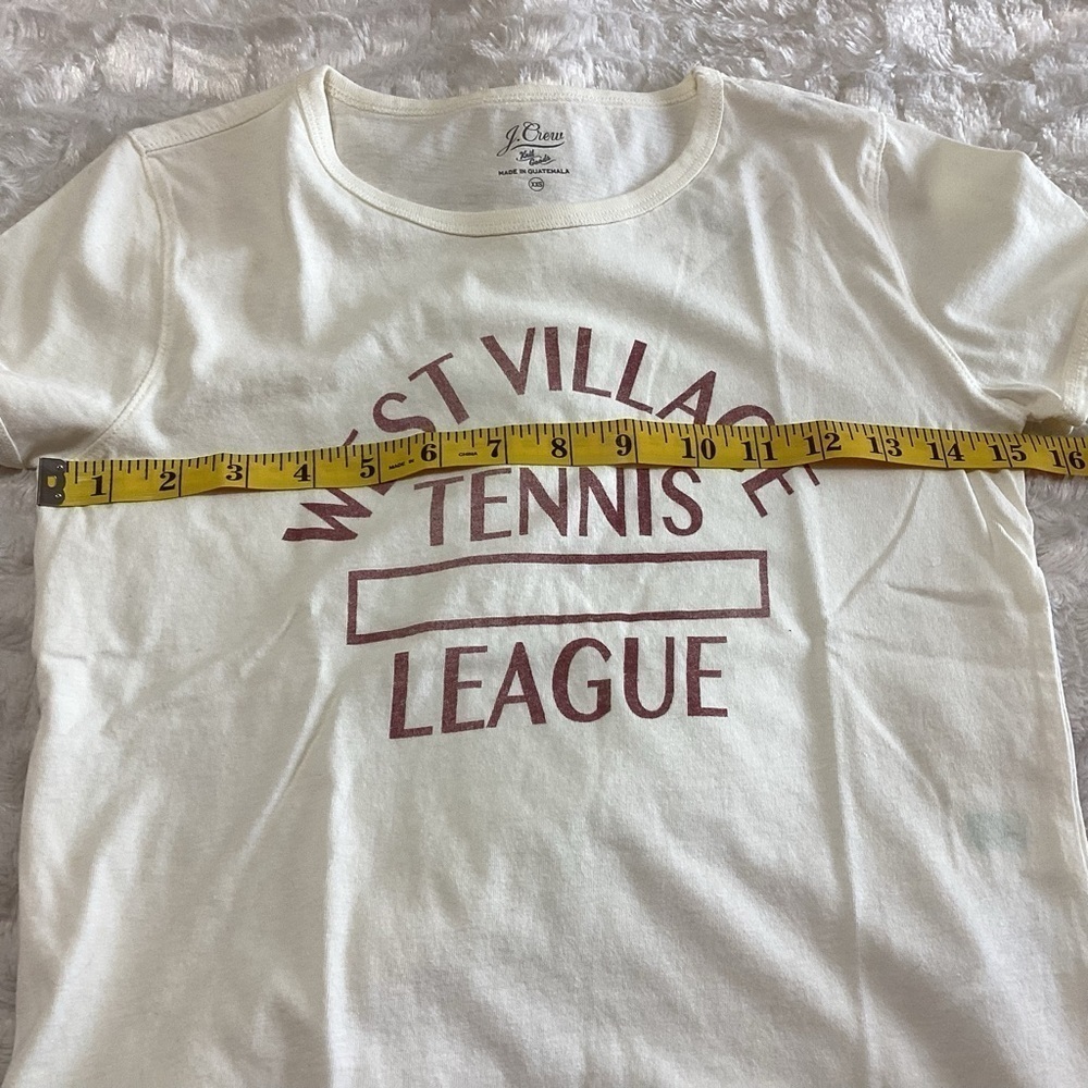 NEW J. Crew Broken-in jersey "West Side Tennis League" cropped T-shirt XXS - Picture 4 of 7